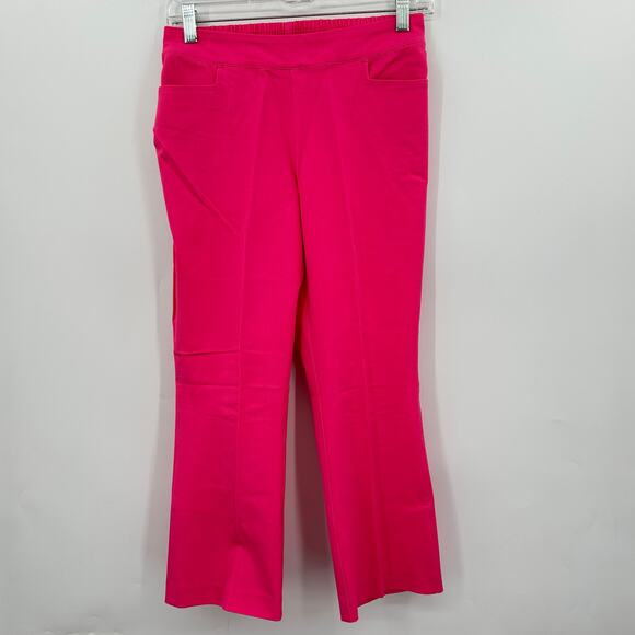 Isaac Mizrahi Live Reg 24/7 Stretch Baby Bootcut Cropped Pant 2P Iconic Pink - Picture 1 of 9